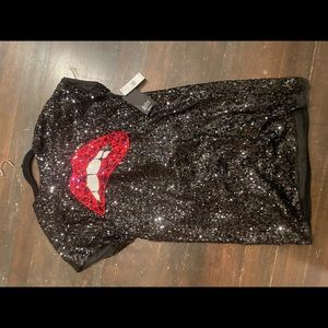 Aidan by Aidan Mattox Womens Lips Sequined Mini Shift Dress